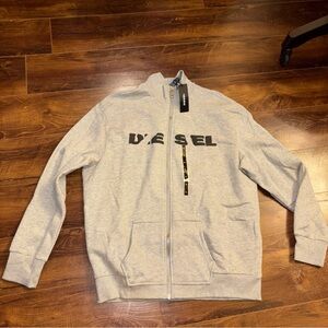 Diesel Light Gray Zip-Up Men's Sweatshirt Jacket